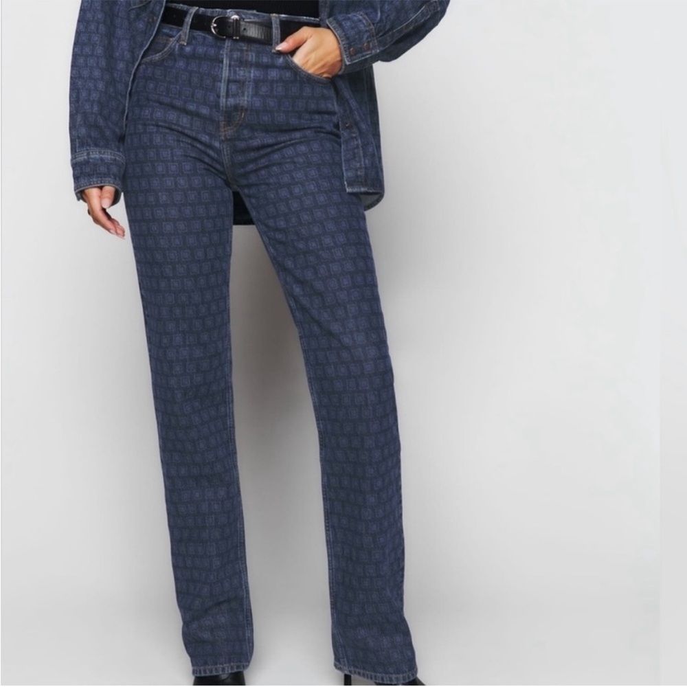 ▫️Reformation Cynthia Geo Print High Waist Straight Leg Jeans In Disco 23